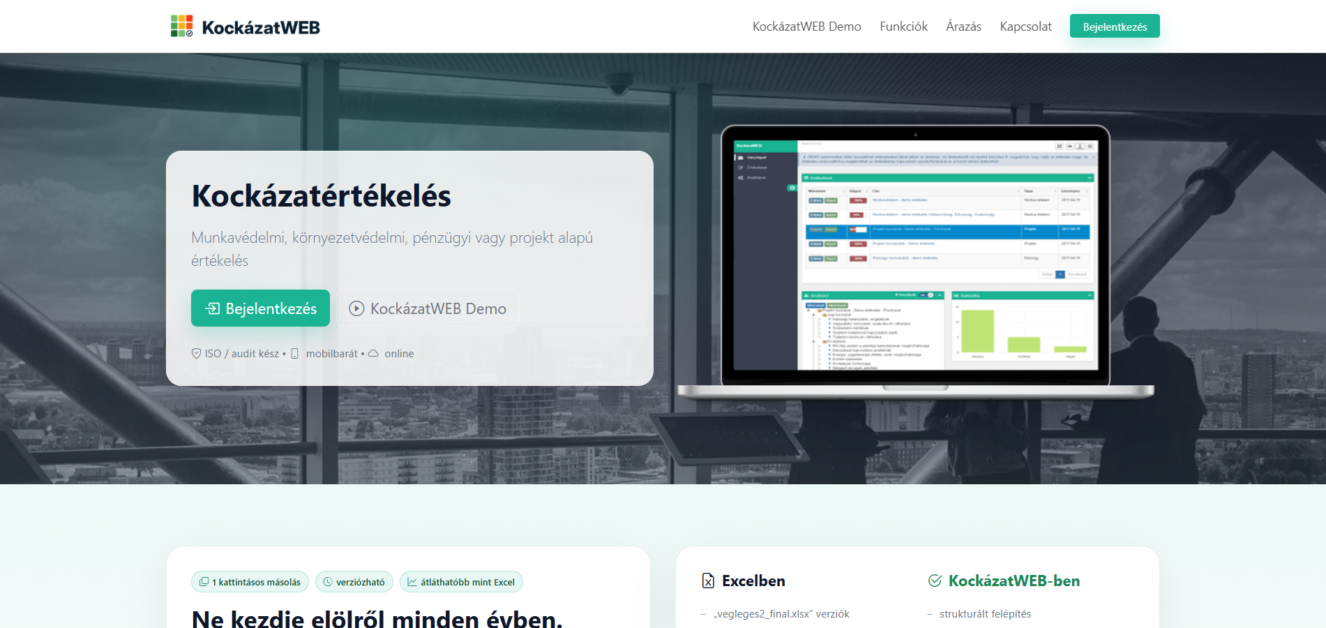 A KockázatWEB bemutatkozó oldala