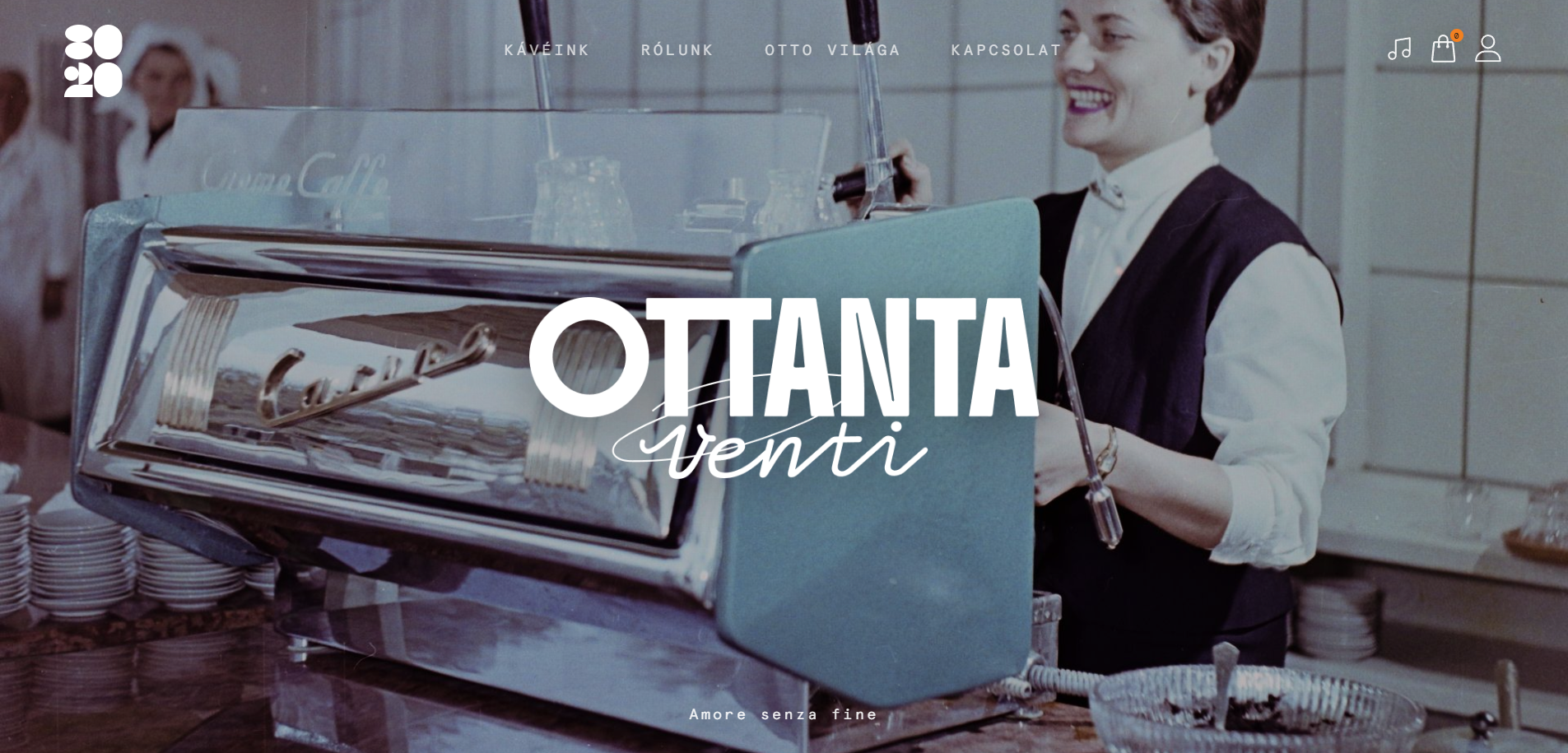 Az Ottanta Venti weboldal nyitóképernyője